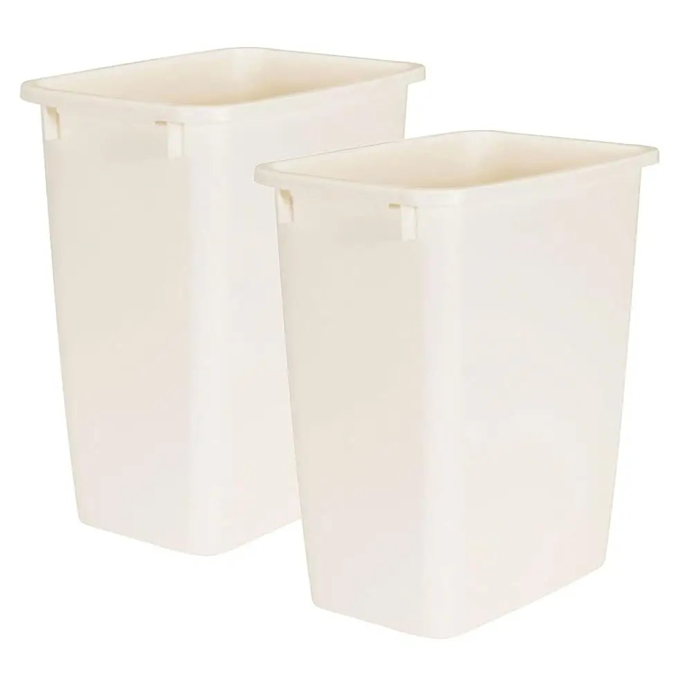

21 Quart Traditional Rectangular Plastic Open Wastebasket Trash Can For Kitchen, Bathroom, And Home Office, Bisque (2 Pack)