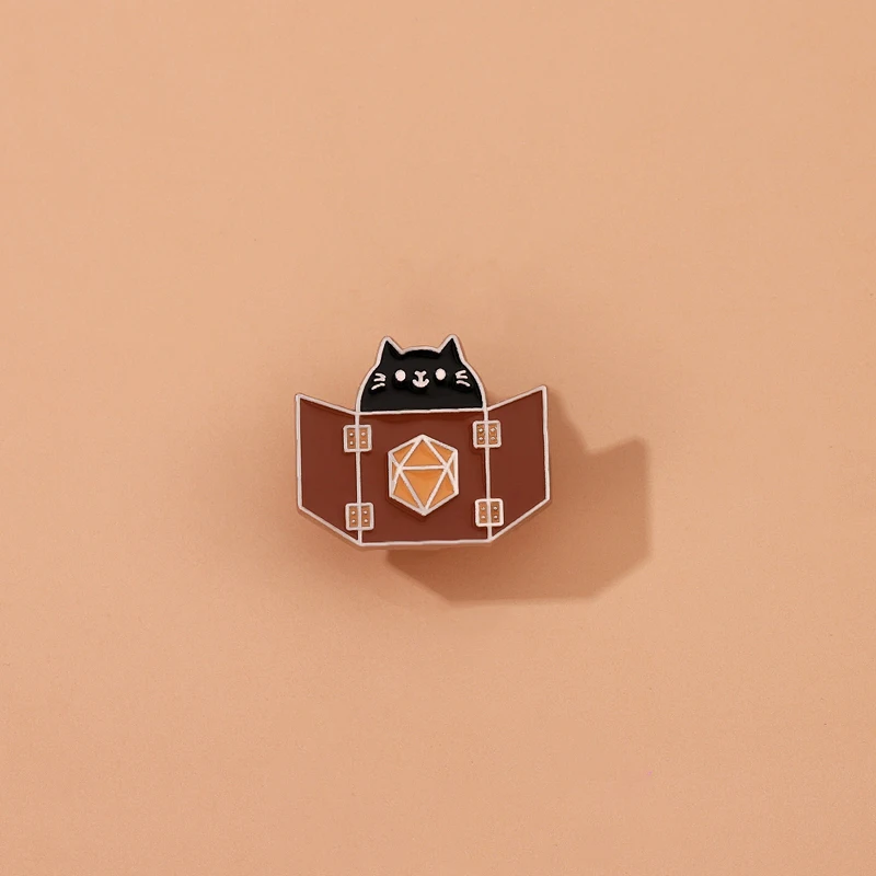 Black Cat Enamel Pin Custom Witch Spell Book Brooches Lapel Badge Fun Cute Animal Jewelry Gift for Kids Friends