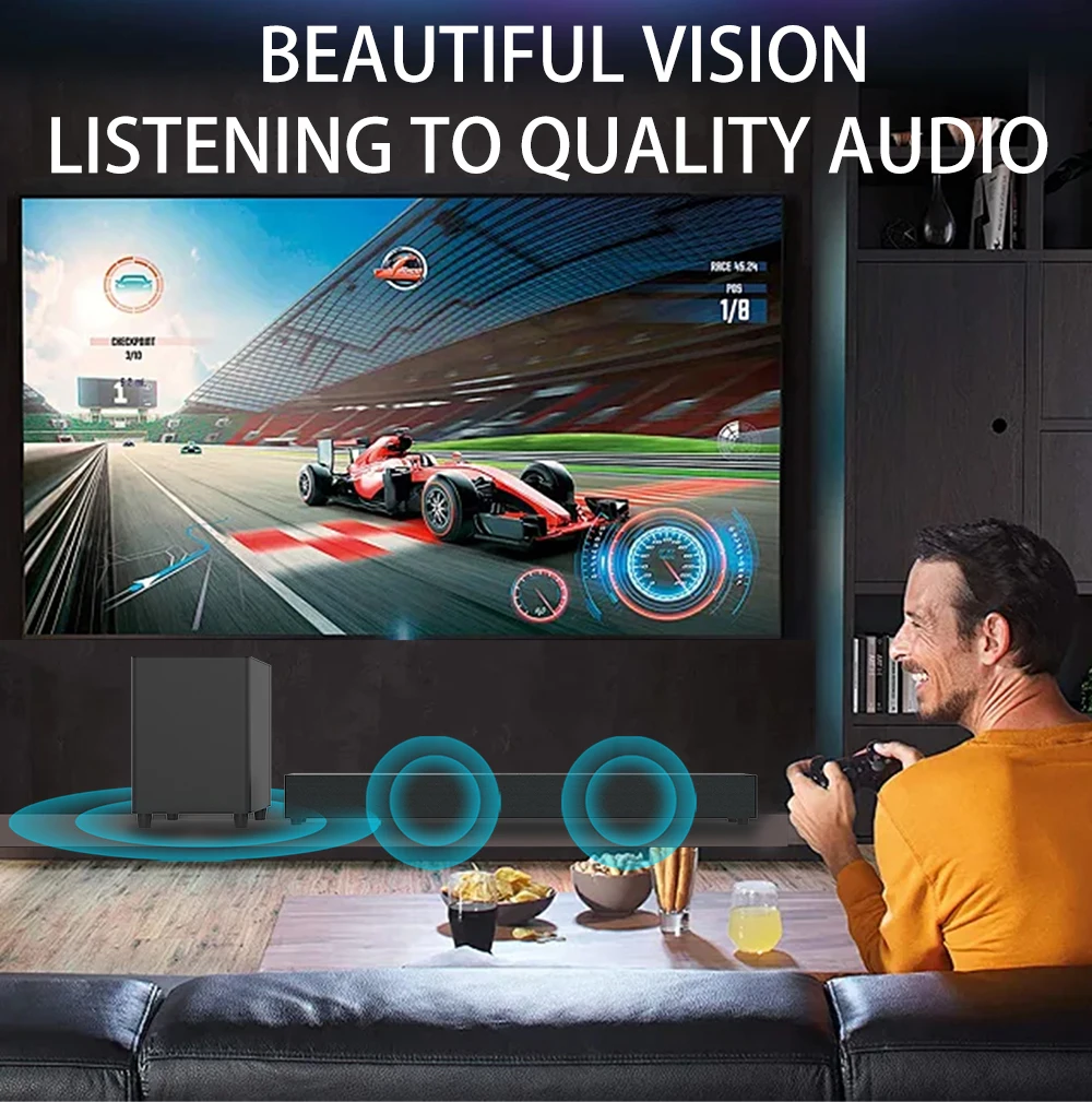 70W TV Soundbar with DSP Remote, 2.1 Channel Audio, Wireless & AUX Inputs for Gaming/PC/Home Theater view 6