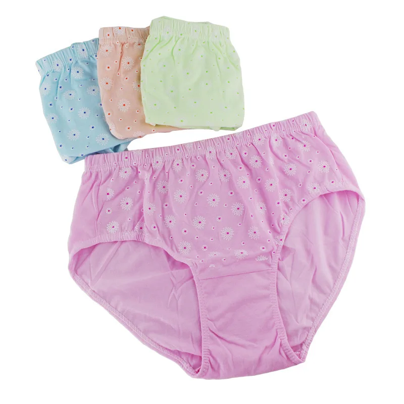 4Pcs/Set Women\'s Panties Plus Size 7XL High Waist Underpants Breathable Print Cotton Underwears Female Briefs