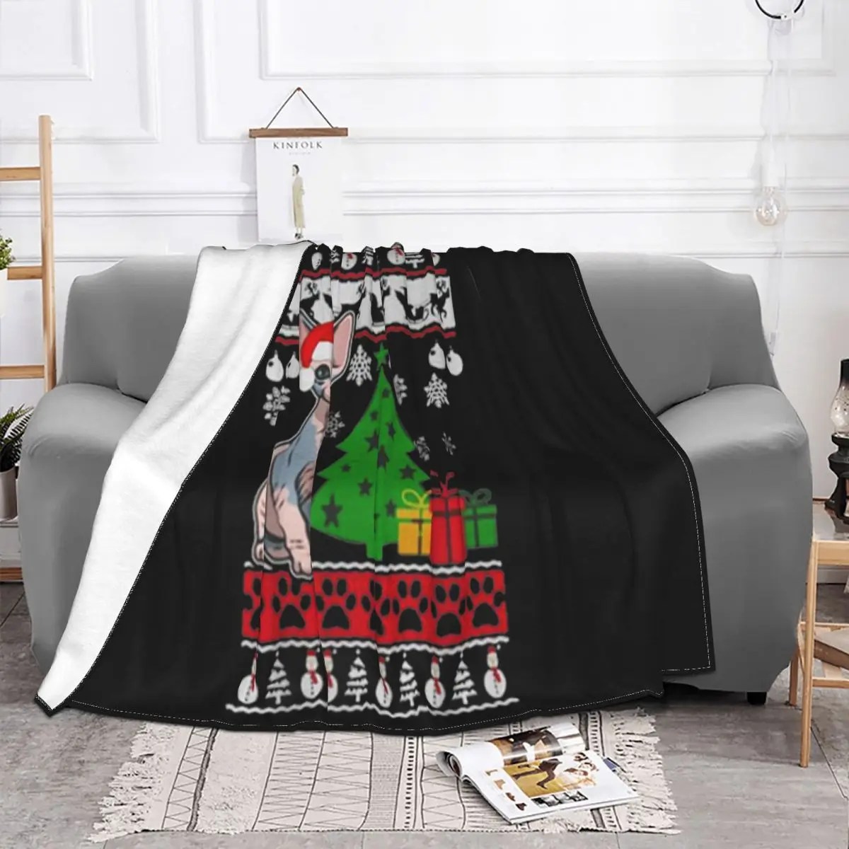 Sphynx Cat Christmas Ugly Christmas Halloween Any Logo Slogan Pop Popular Style Famous Rock Text Pride Movie Throw Blanket