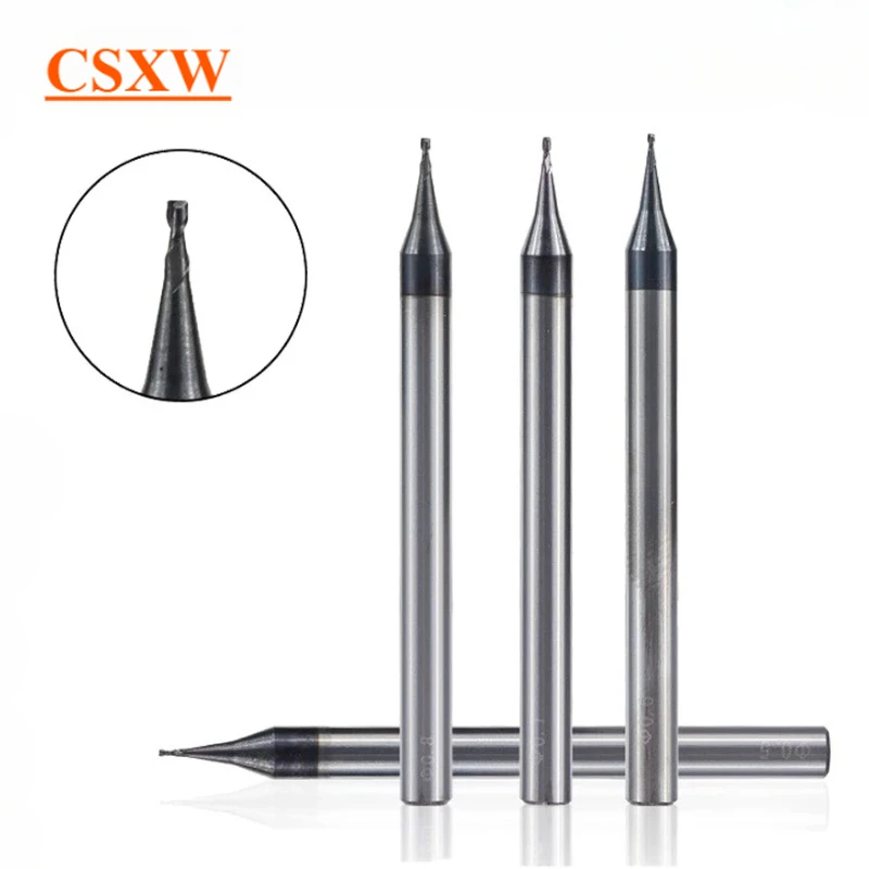 

High Quality 0.2-0.9mm Micro 2 Flutes Flat End Mill CNC Router Bit 4mm Shank Tungsten Carbide End Mill Mini Milling Cutter