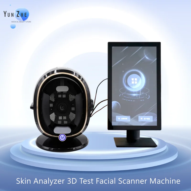 Dispositivo de análisis de diagnóstico Facial, analizador de piel de 21,5 pulgadas, con tecnología de imagen espectral, 8 imágenes inteligentes AI, prueba 3D, el más nuevo