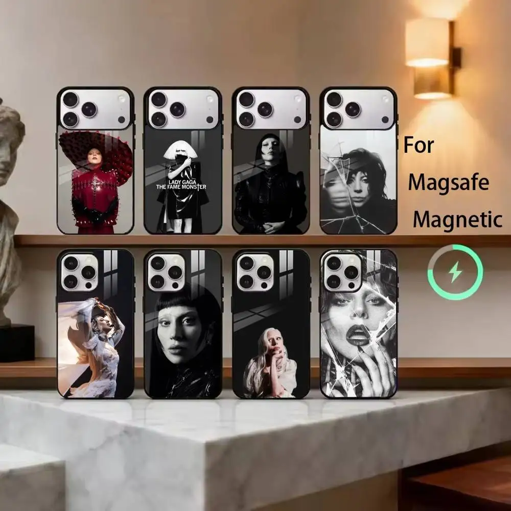 

L-Lady G-Gaga Phone Case For iPhone17,16,15,14,13,12,11 Plus,Pro Magnetic with Magsafe Wireless Charging