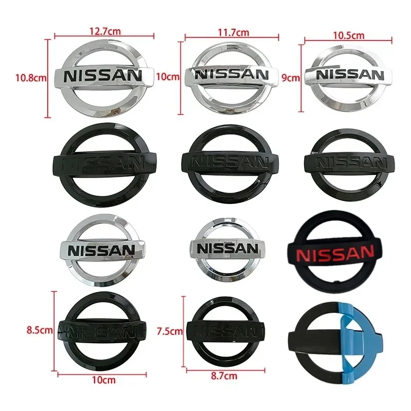 For Nissan Qashaqai Sylphy X-trail Note Elgrand Leaf Juke ABS Car Front Emblem Rear Trunk Badge Sticker Exterior Accessories