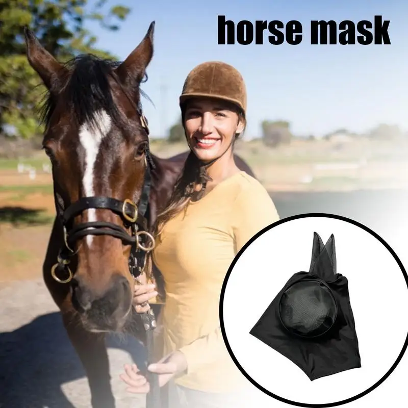 Fly Covers for Horses, Elastic Fine Mesh Cover com Orelhas, Suprimentos Equestres, Lavável à Máquina, Ao Ar Livre