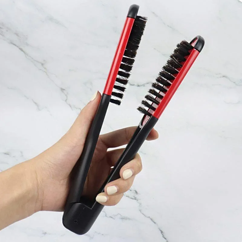 Straightening clamp V-shaped straight hair comb, multifunctional straight roll dual-purpose hair styling comb