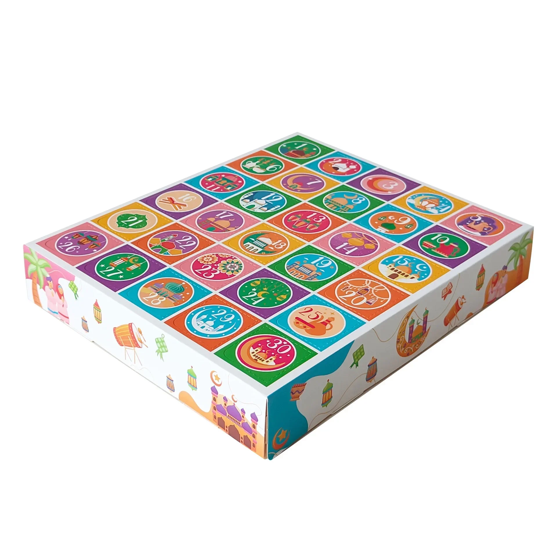 Eid Arrival Calendar Blind Box Mubarak Muslim New Year Party Gift Candy Packaging Box Happy Eid Mubarak Party Decor for 2025