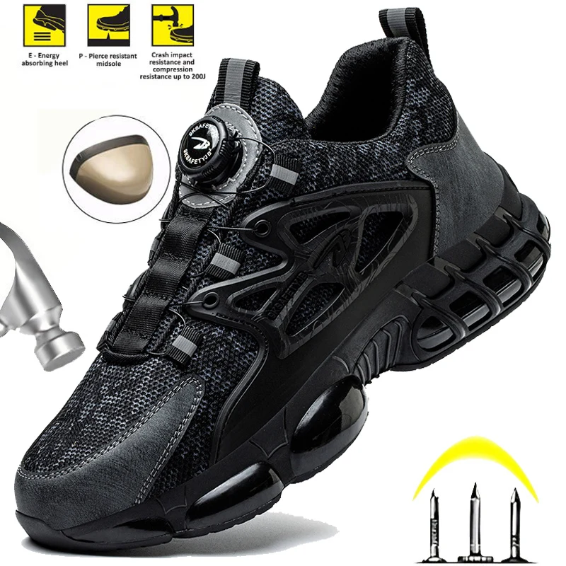 

Промышленная мужская рабочая обувь, защитные ботинки со стальным носком, дышащая защитная обувь с поворотной кнопкой, защитная обувь с защитой от проколов, кроссовки