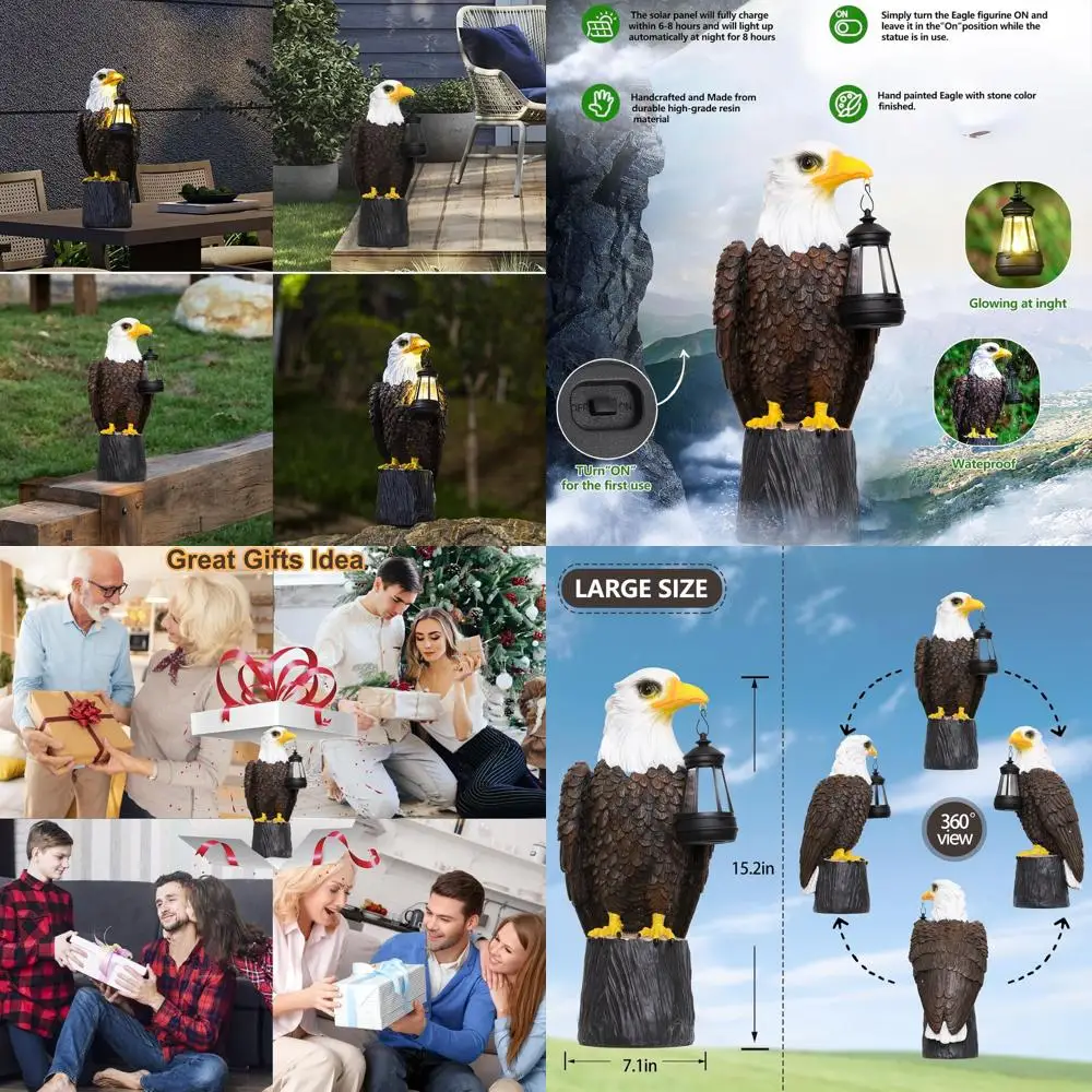 

Патриотическая большая уличная статуя белоголового орлана с подсветкой - садовый декор и газонное украшение для мужских подарков