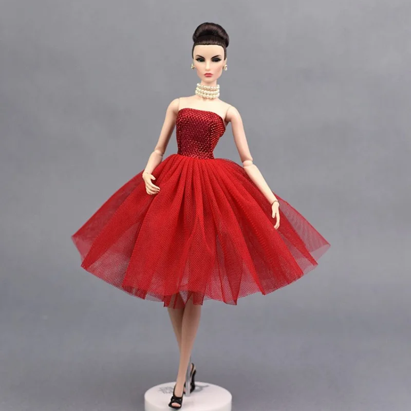 

Multi Layered Fluffy Skirt Changing Doll Clothes Sleeveless Strapless Evening Dress