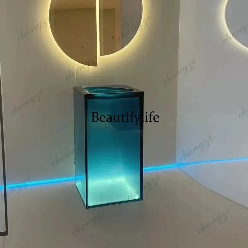 Transparent column basin Color resin Household integrated floor-to-ceiling bathroom Outdoor balcony Courtyard