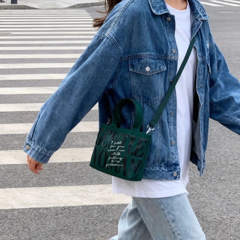 Tas Selempang Mini Bucket Genggam Modis Terbaru, Tas Selempang Santai Satu Tali, Tas Kanvas Kecil Bermotif, Tas Tangan Wanita