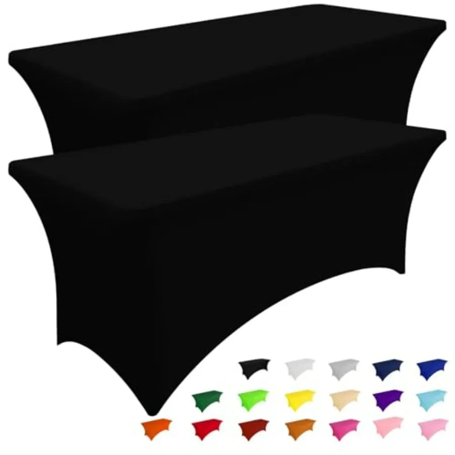 

Pack Spandex Table Cloth Feet, Elastic Fitted Stretch Tablecloths, Washable and Wrinkle Free Rectangular Patio Table Cover for