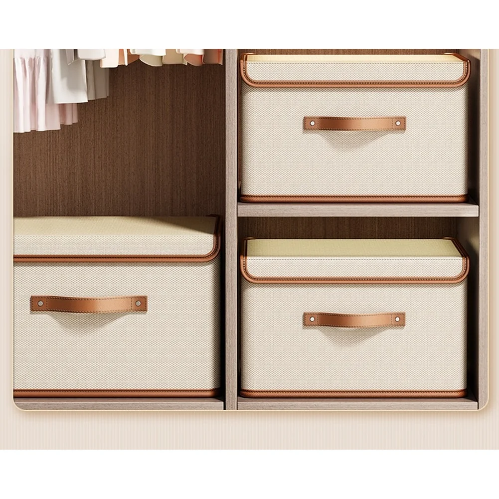 Clutter-free Space Organizer Storage Box Flip-top Lid Beige Oxford Storage Box Oxford Fabric Collapsible Design