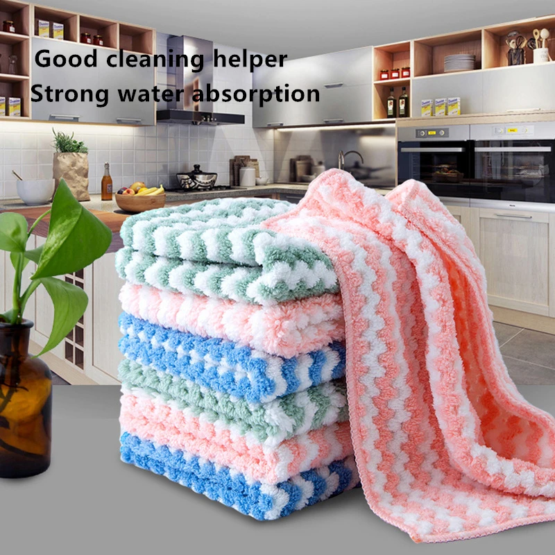 Microfiber Towel Absorbent Kitchen Cleaning Cloths Non-stick Oil Dish Towel Rags Napkins Tableware Household Cleaning Towel Tool