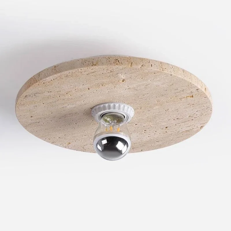

Travertine Stone Ceiling Light Aisle Corridor Balcony LED Lighting Fixture for Living Dining Room Bedroom Wabi Sabi Ceiling Lamp
