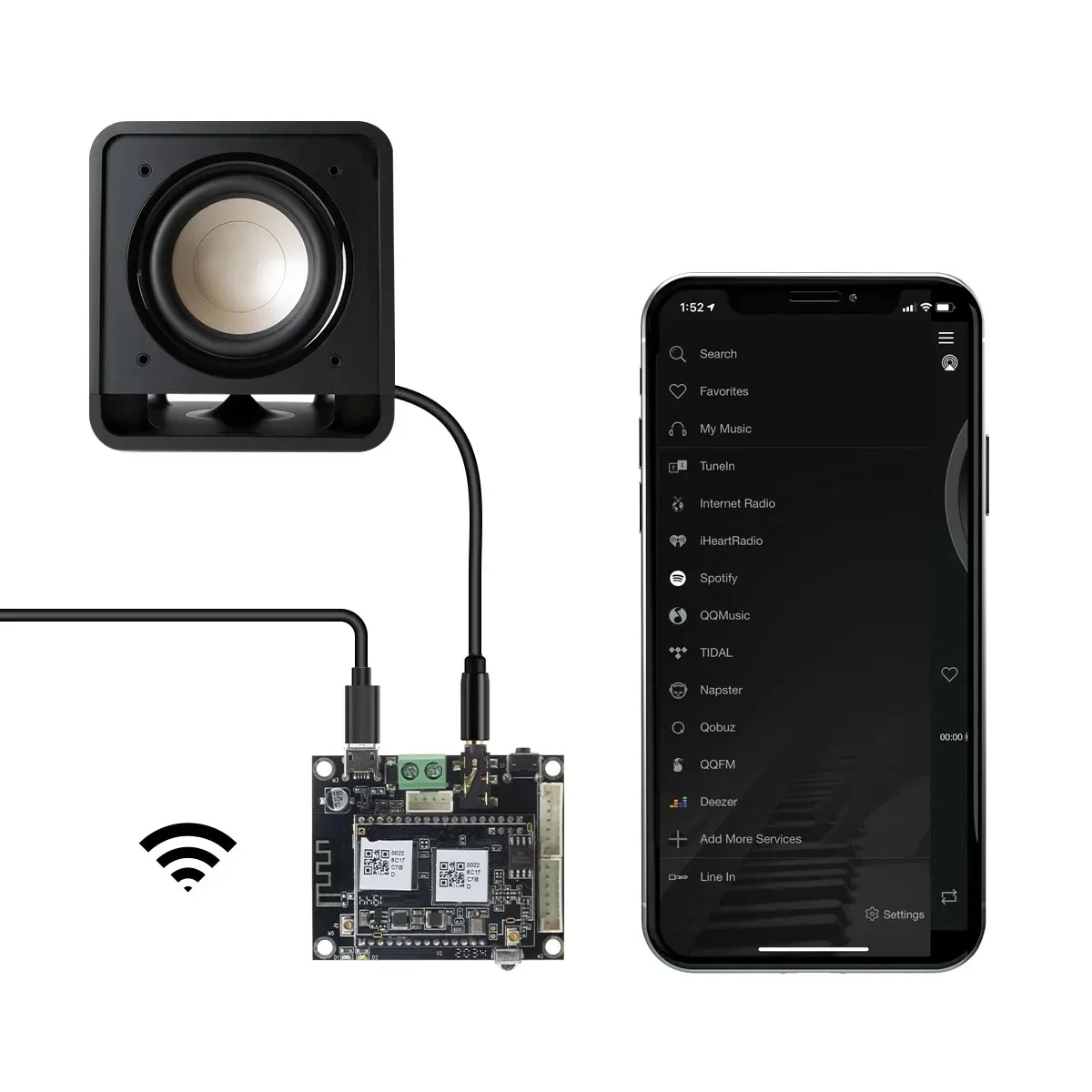 Imagem -03 - Mini Placa Receptora de Áudio Bluetooth Módulo de Música Estéreo sem Fio Multiroom Faça Você Mesmo Wifi v3 Bluetooth 5.0 Up2stream