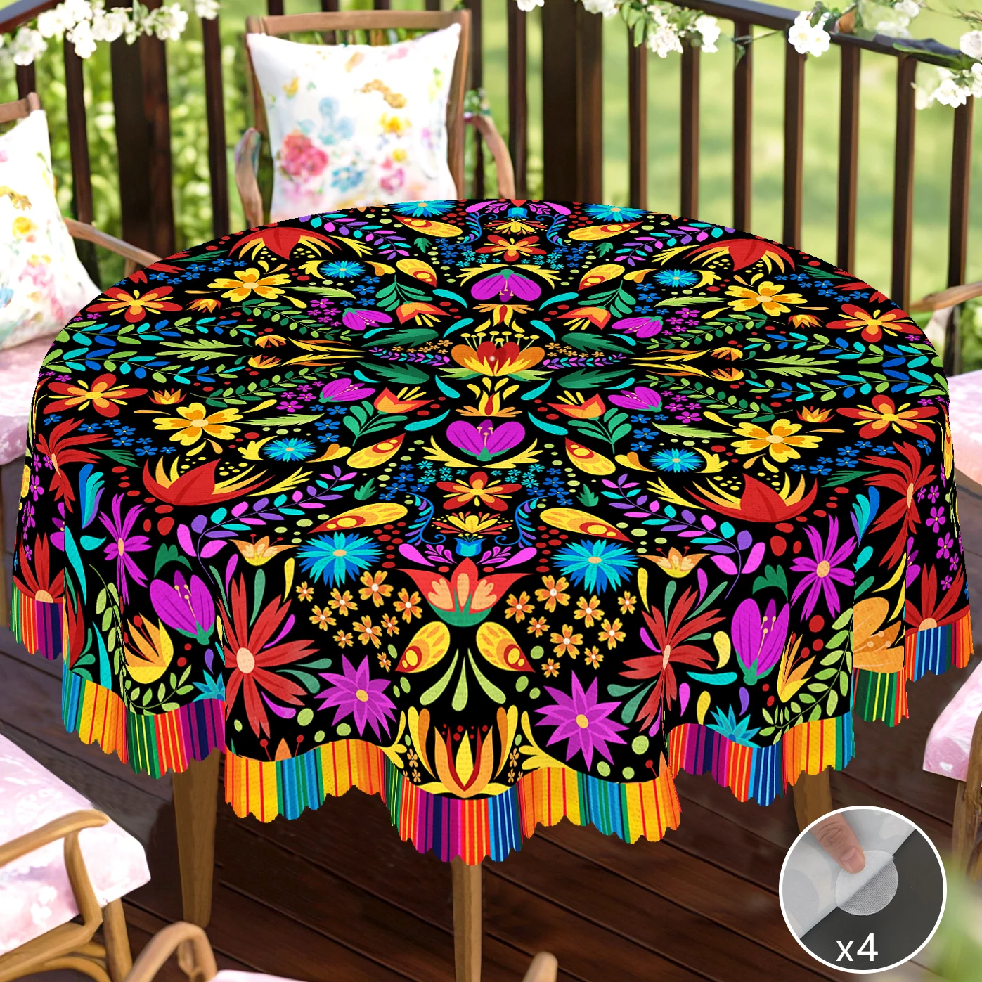 1 Piece Cinco De Mayo Party Decoration, Mexican Style Decorative Tablecloth, Floral and Bird Pattern Printed Tablecloth, Embossed Edge Craftsmanship, Suitable for Daily Family Party Decorations, Cinco De Mayo Home Decoration