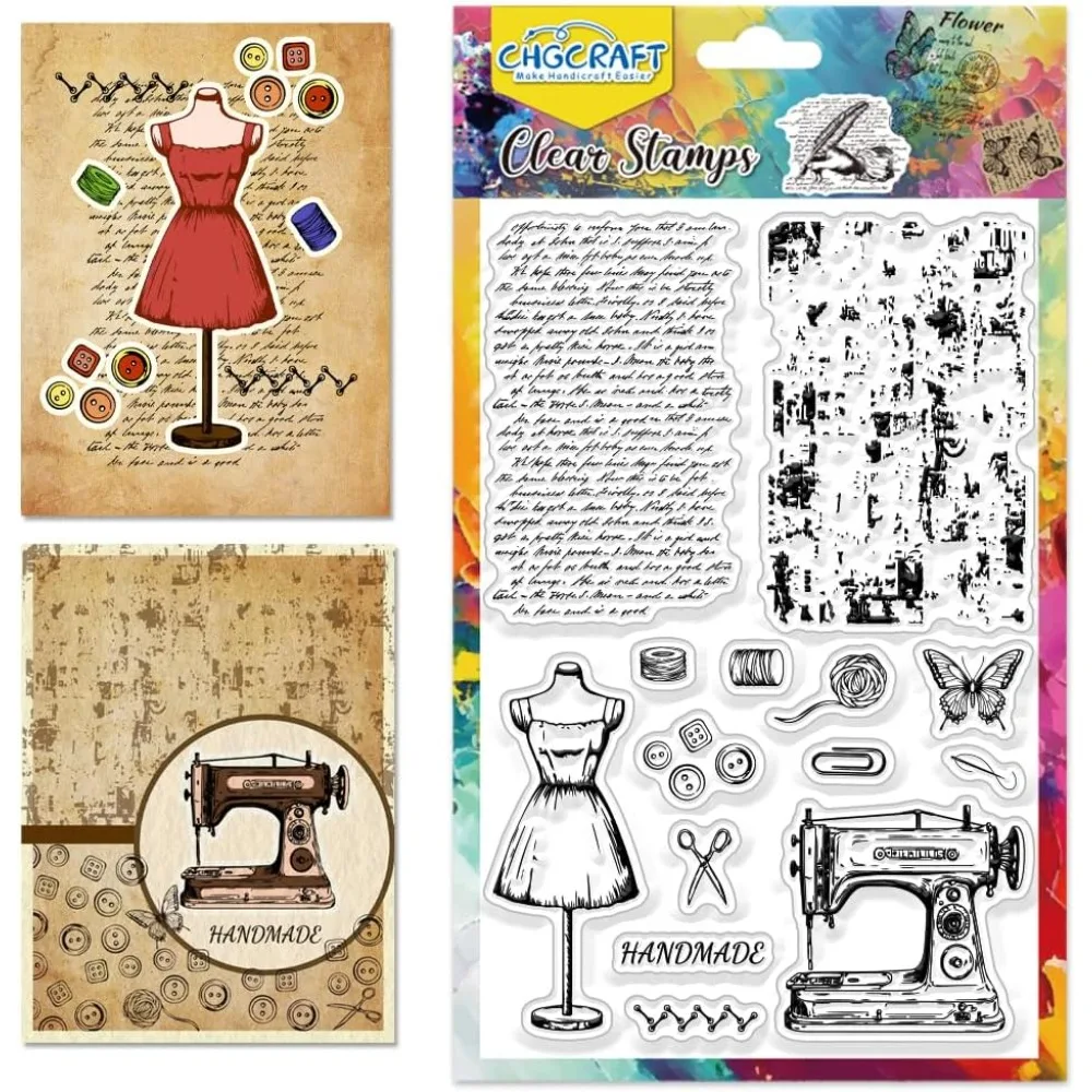 خمر الخياطة النص واضح Stamps المعرضة ماكينة خياطة شفافة سيليكون Stamps واضح ختم الأختام سيليكون Stamps للبطاقة