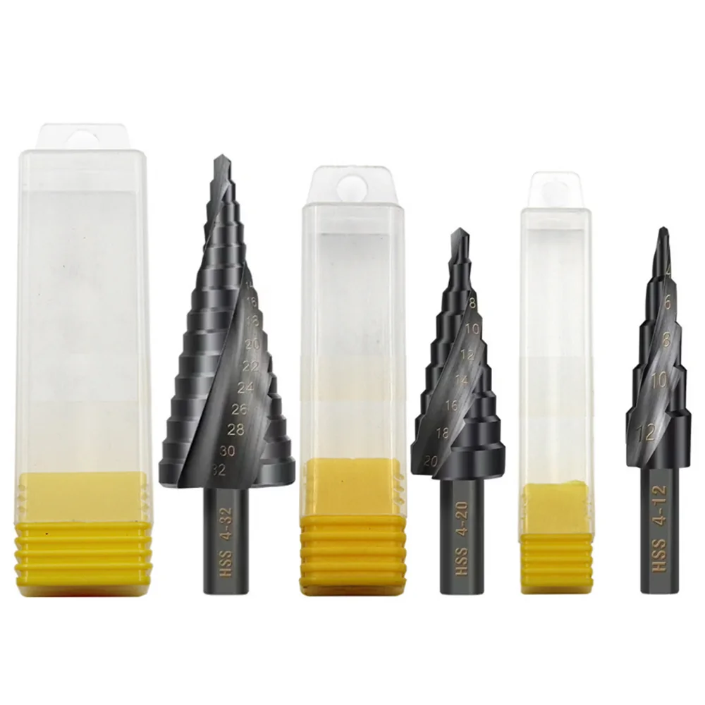 

M35 Cobalt Steel Triangle Spiral Step Drill Bit 4-12/20/32mm Professional Pagoda Hole Opener for Stainless Steel, Metal, Wood