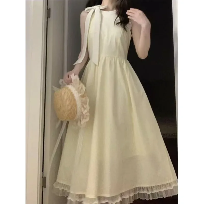 French Coffee Break Neck Dress Women's Summer New Waist  Thin Temperament Gentle Pear-shaped Body Dress High Appearance Level