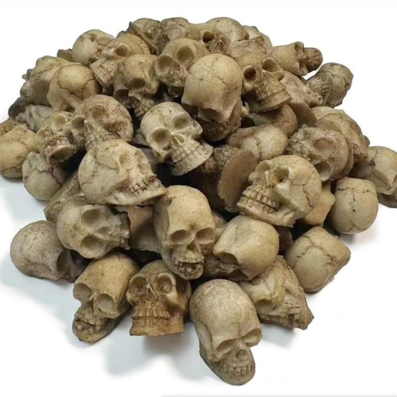 20 piezas cabeza de esqueleto decorativa para Halloween, adornos en miniatura para exteriores, hogar, jardín, césped, maceta única, estatua decorativa de calavera