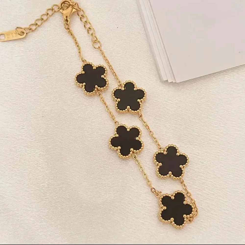 New Hot Trendy Luxury Five Leaf Flower Necklace Jewelry Earrings for Women Gift Fashion 316L Stainless Steel Clover Bracelets