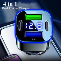 Digital Display Car Charger 5usb 250w Four-port Square Charger Qc3.0 Charge Charging Car Pd Phone Fast J6l8