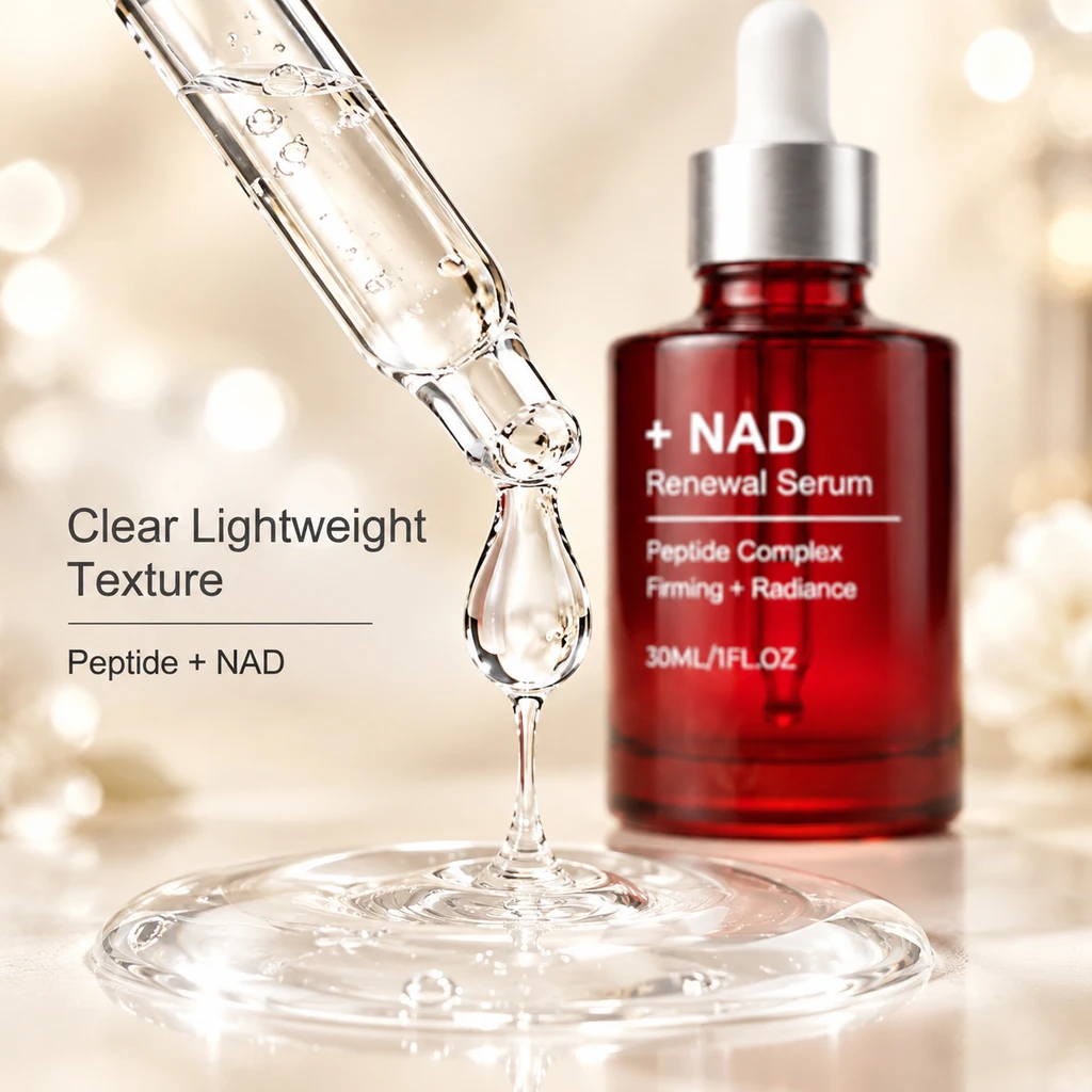 NAD+ Peptide Firming Serum Hydrating Renewing Essence Plumping Smooth Skin Boosts Elasticity Tighten Pores for Daily Skinare