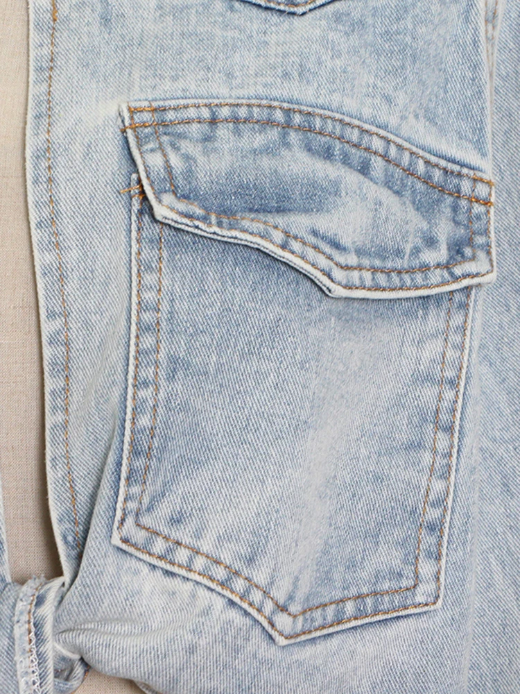 SISPELL Koreaanse Mode Denim Jas Voor Vrouwen Revers Lange Mouw Effen Minimalistische Jassen Vrouwelijke Lente Kleding Stijl Nieuwe 2024