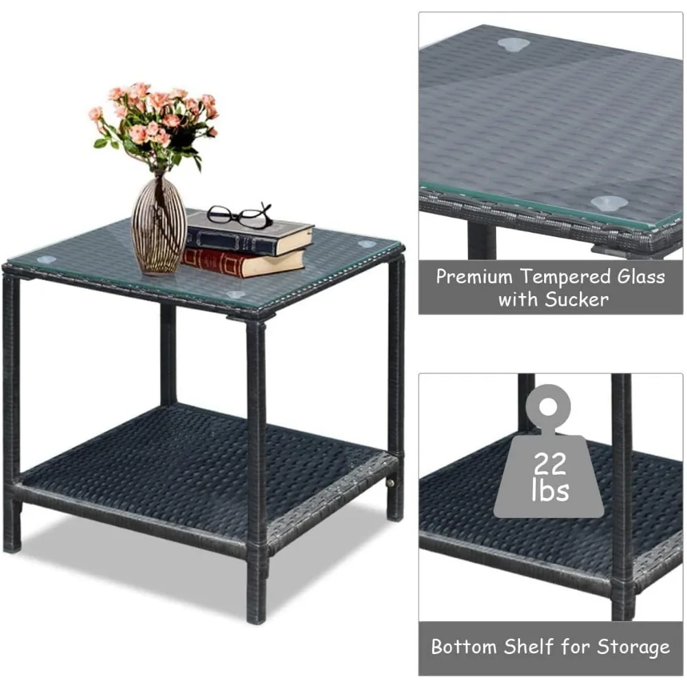 Zestaw mebli ogrodowych z wikliny rattanowej: 3-częściowy zestaw bistro z fotelami bujanymi i stolikiem kawowym