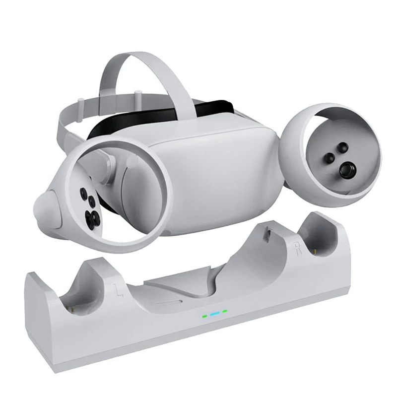 Suporte de carregamento para capacete, alça esquerda e direita, carregador com luz de exibição LED, peças de reposição para Oculus Quest 2 VR