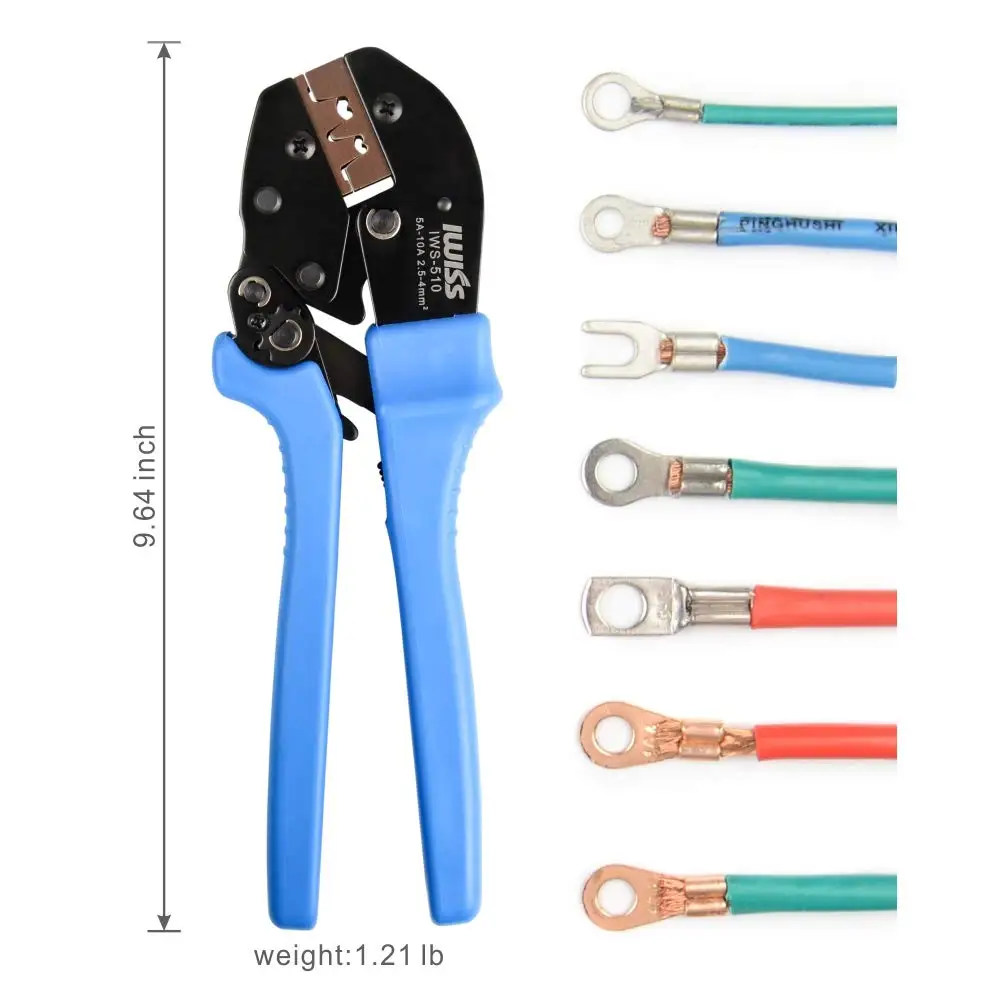 IWISS IWS-510 Battery Lugs and Open Barrel Connectors Crimping Tools works with Wire AWG 14-11 Hand Crimper Plier