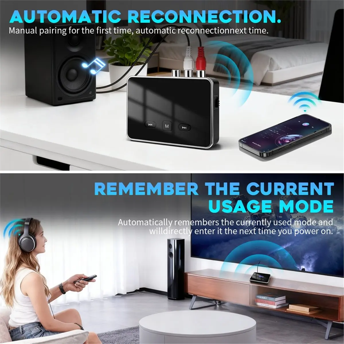 belong Bluetooth 6.0 Car Receiver Transmitter for AptX HD 3.5mm Jack Aux Wireless Adapter for TV Car 2 RCA Audio Receiver