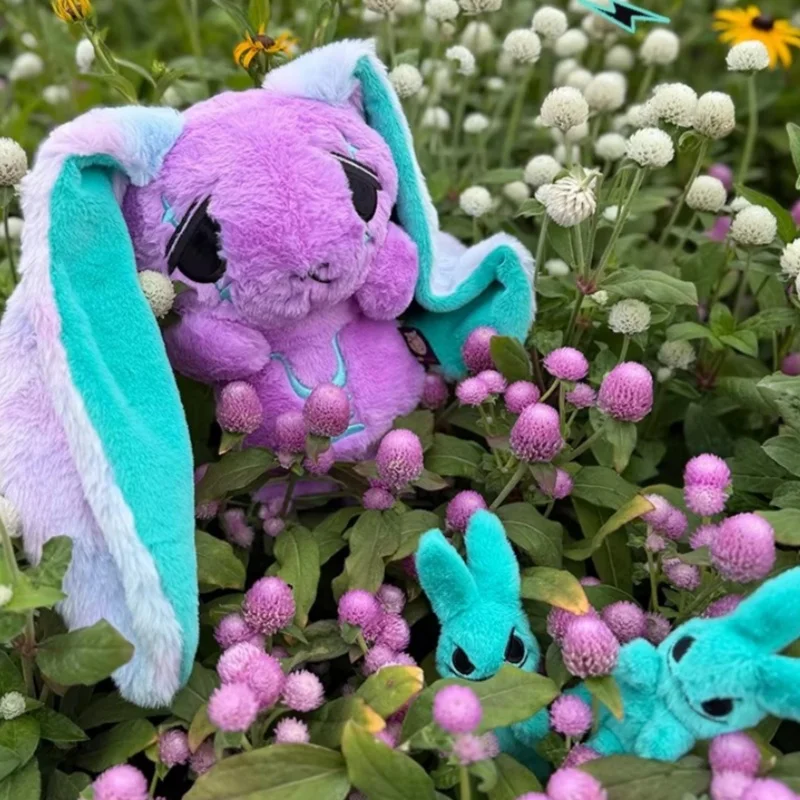 

Плюшевая игрушка-кролик Dreadfuls: мягкая фиолетовая игрушка с длинными ушами, сшитая из разных материалов, для снятия тревоги и успокоения, подарок для взрослых