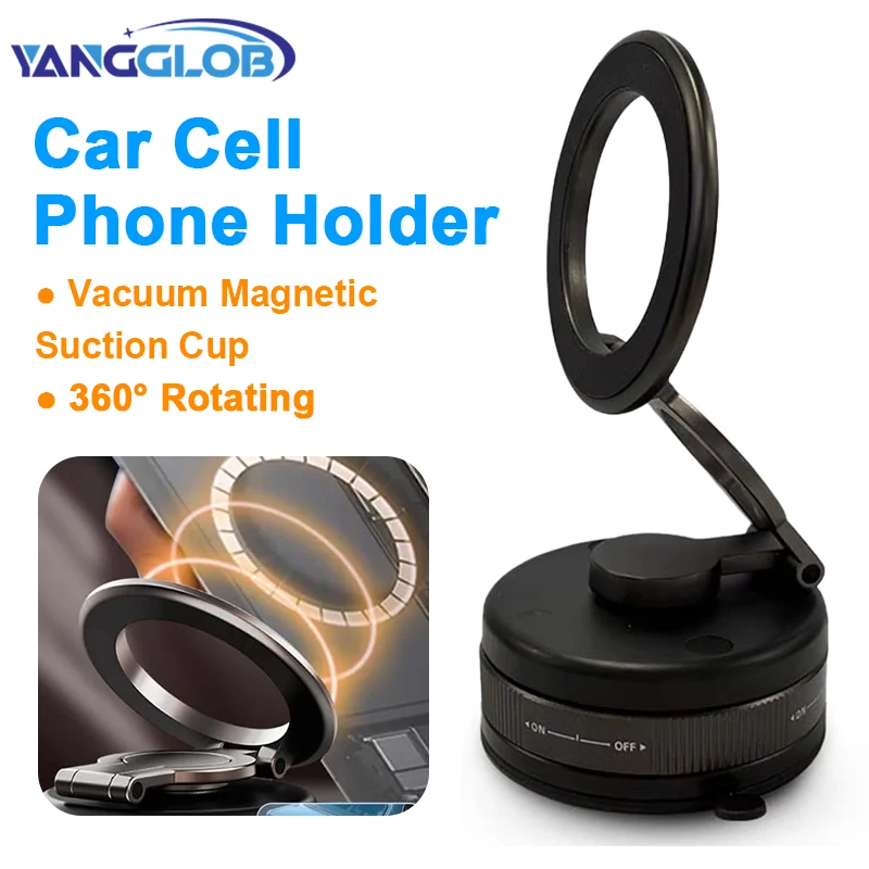 

Vacuum Magnetic Suction Cup Car Cell Phone Holder-360 Rotating Powerful Retro Knob Cell Phone Holder for Most Car/Clean Surfaces