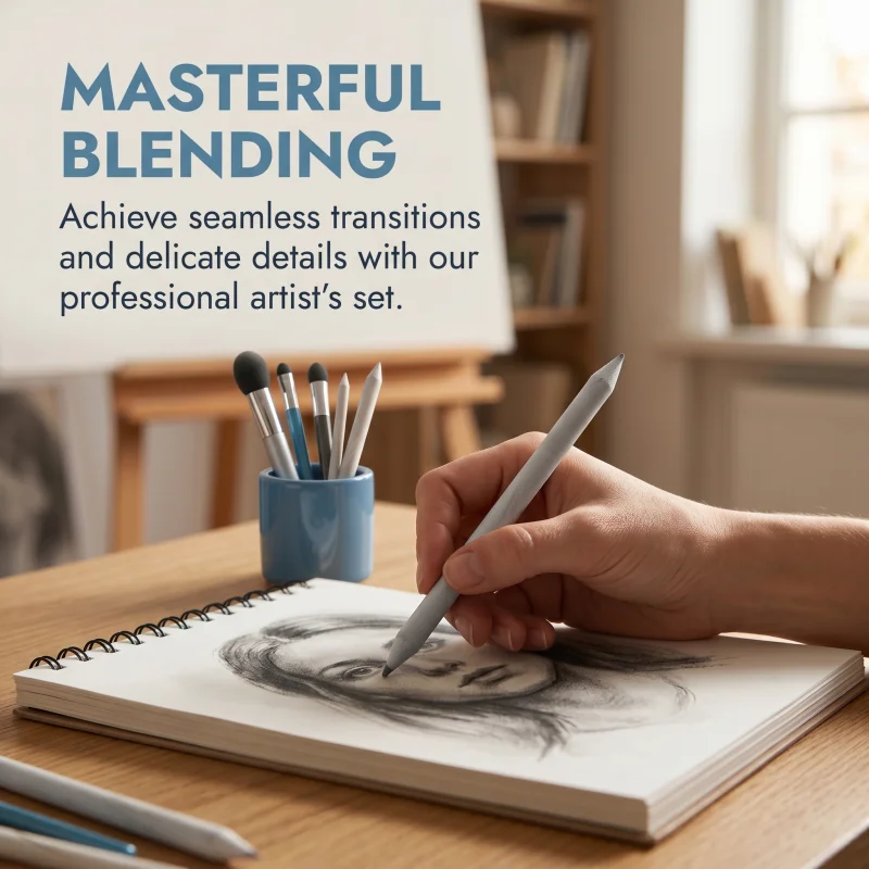 Ensemble d'outils professionnels de mélange pour le dessin (6 pièces), estompesurs pour le dessin au fusain et au crayon, pour l'ombrage, les détails et l'accentuation