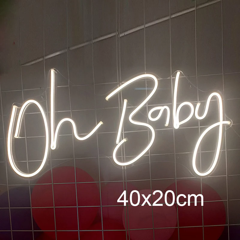 Oh Baby Neon Sign Love Heart LED Neon Decorazione Lampada USB Appeso a parete per sfondo Sala giochi Camera da letto Negozio di feste Regalo