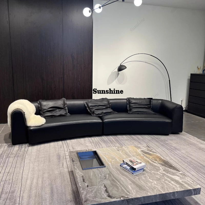 Italian minimalist circular arc, sofa living room modern light luxury design S-class medium thickness light pressure drop 360 °