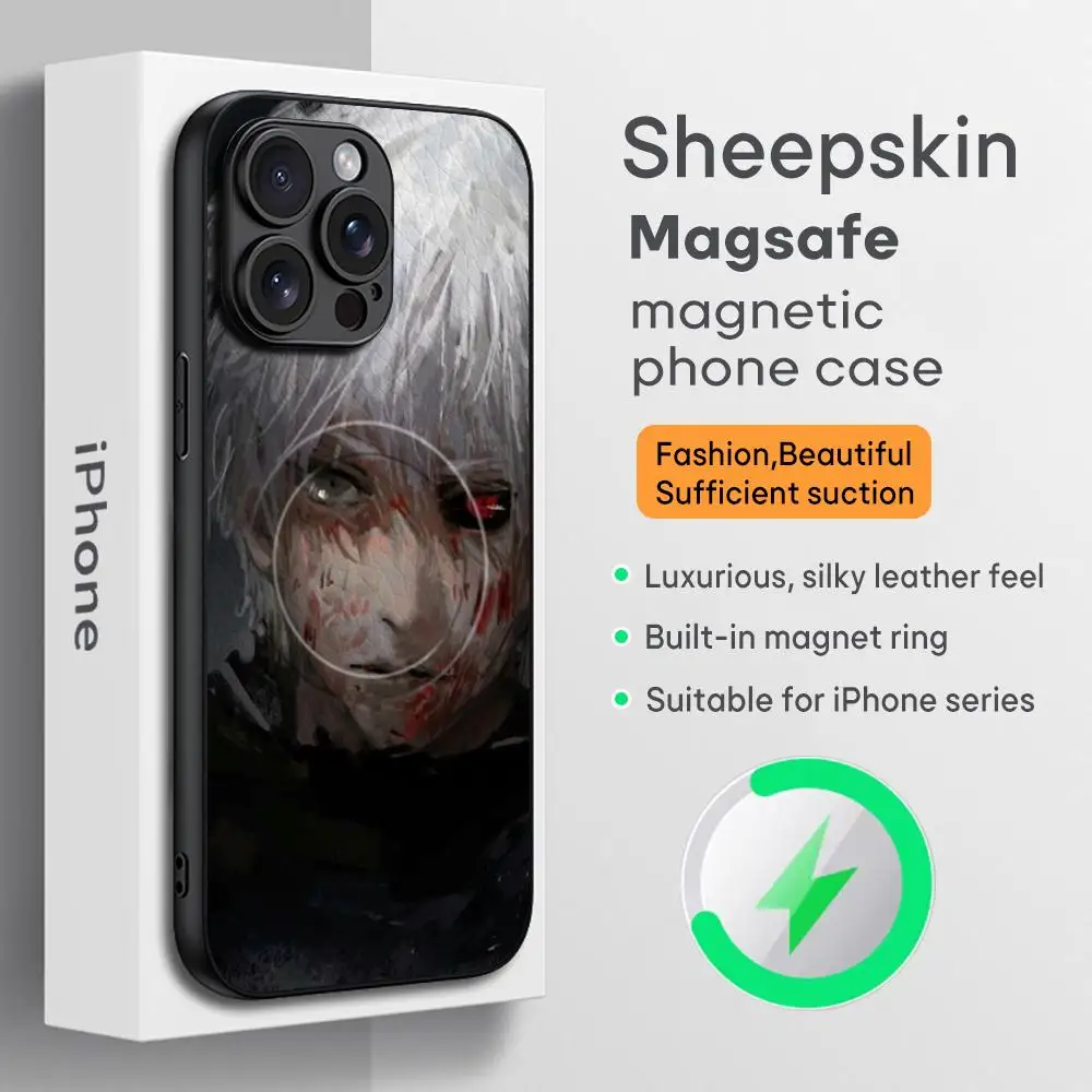 Tokyo Ghoul Anime design Phone Case For iPhone 16 15 14 13 12 11 Plus Pro Max  High-end Luxury Magsafe Sheepskin