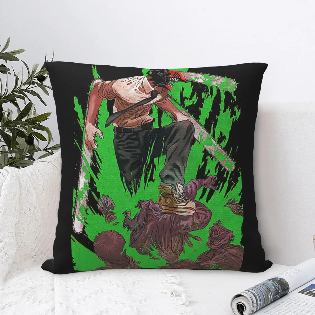 Denjis Sacrifices The Price Of Power Chainsaw Square Pillowcase Polyester Pillow Cover Comfort Throw Pillow For Home Bedroom