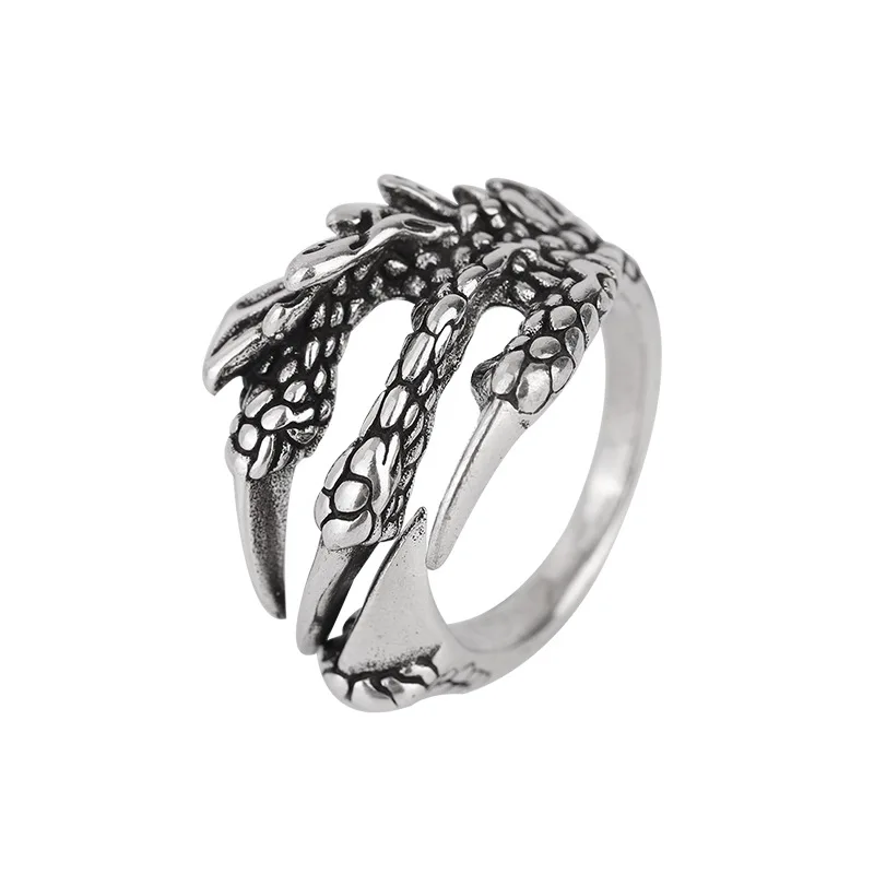 New Retro Creative Dragon Claw Silver Ring