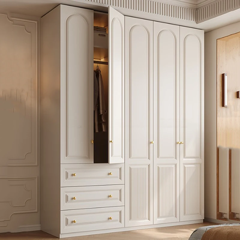 

White Cream Closet Cloud Large Size Room Decor Beauty Wooden Modern Luxury Unique Safe Wardrobe Design Armario Home Decoration