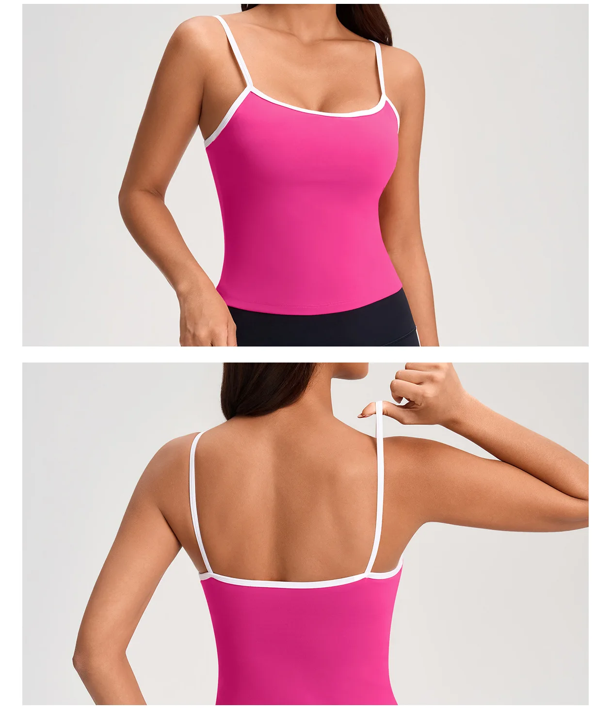 Women's Color Block Yoga Tank Top With Built-in Bra, U Back Sleeveless Sports Cami, Fitness Workout Gym Vest