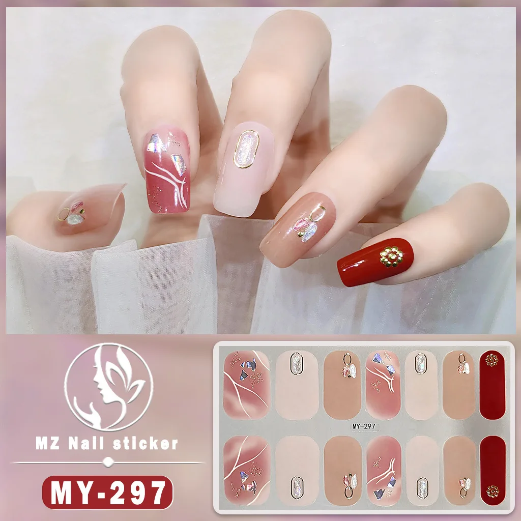 Envolturas de cobertura completa, pegatinas para uñas, calcomanías completas para uñas, envolturas de tira con brillo degradado de mármol, decoraciones autoadhesivas para decoración de uñas