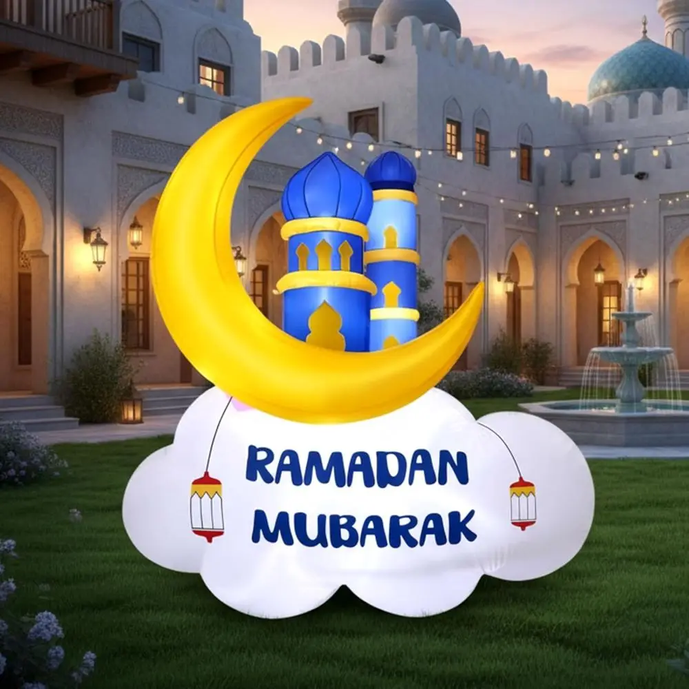 

5.9ft Muslim Holidays Iatable Outdoor Yard Decoration LED Islamic Moon Wishing Kareem Ramadan Eid Mubarak Holy Celebration Iatab