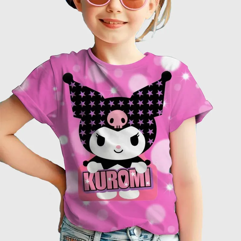 

2025 Summer New Hello Kitty and Friends Pattern Crew Neck T-Shirt Cartoon KID/Adult Casual Comfort Girl Short Sleeve