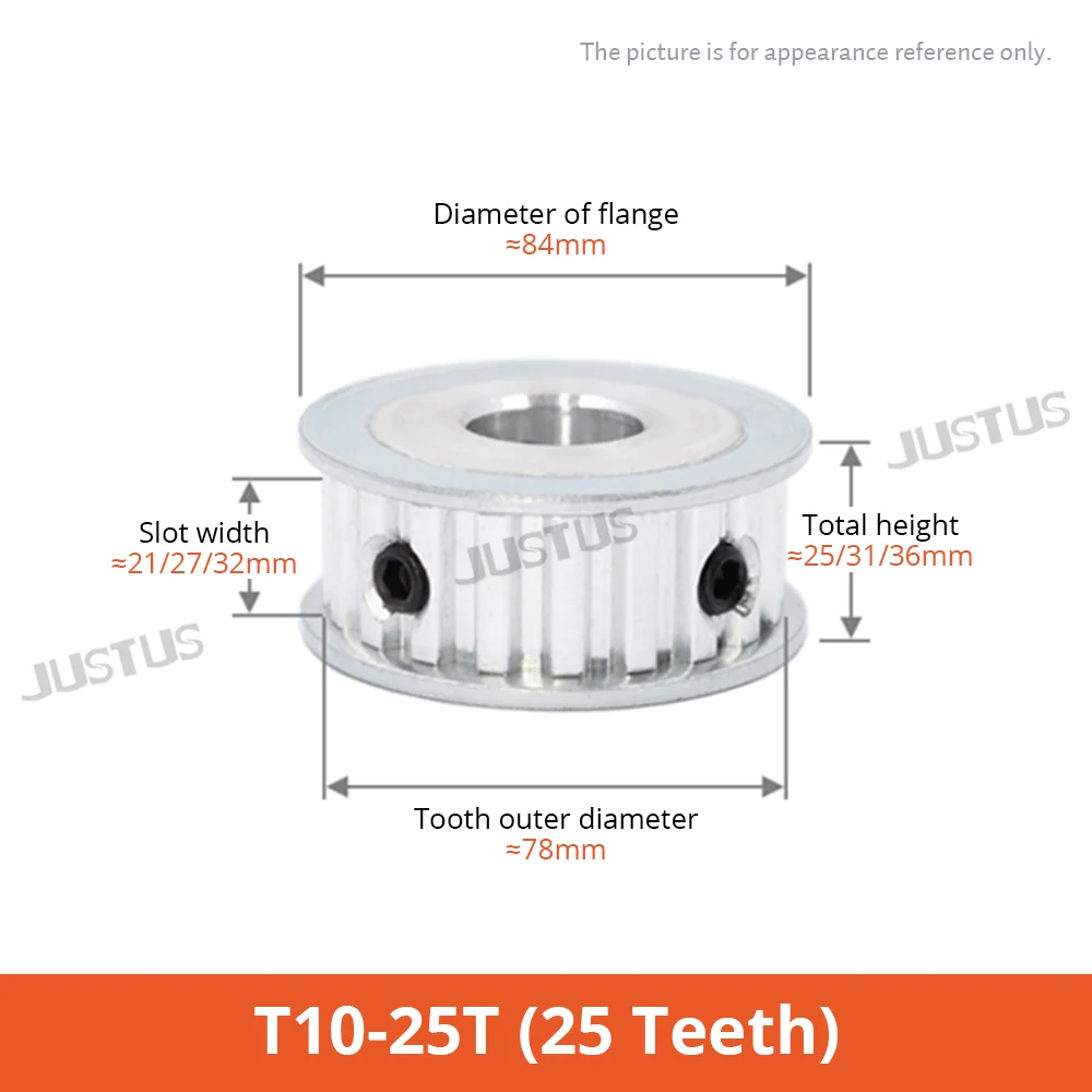 Imagem -02 - Synchronous Wheels Bore Correia Dentada Forma do af 25t 26 Dentes mm 10 mm 12 Mm30 mm Passo 10 mm Largura 20 mm 25 mm 30 Milímetros