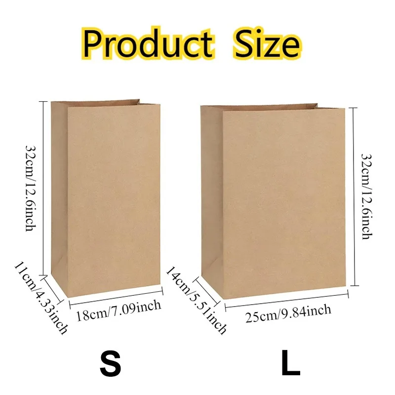 10/20/50PCS Brown Kraft Paper Bag Disposable Shopping Food Package Brown Kraft Paper Bag Bread Cookie Snack Vegetables Takeaway